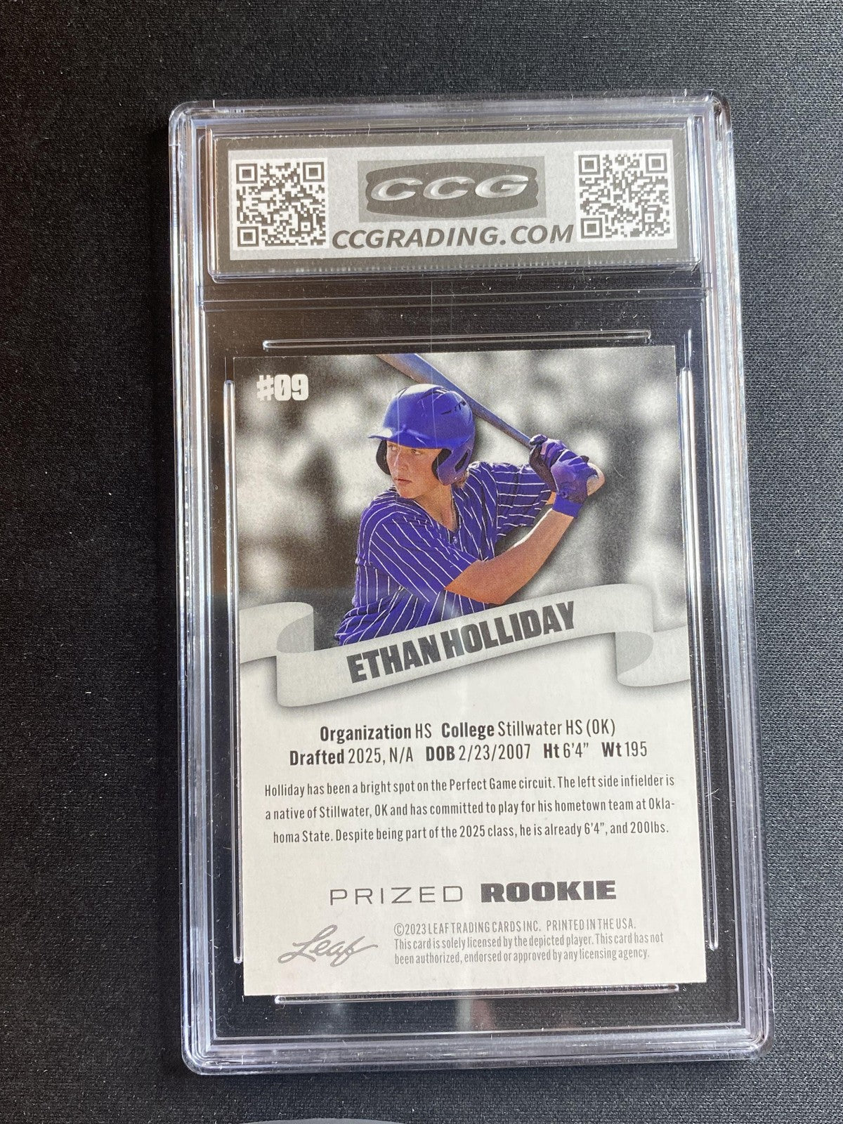 Ethan Holliday 2020 Leaf Prized Rookie 09 CCG 10 RC