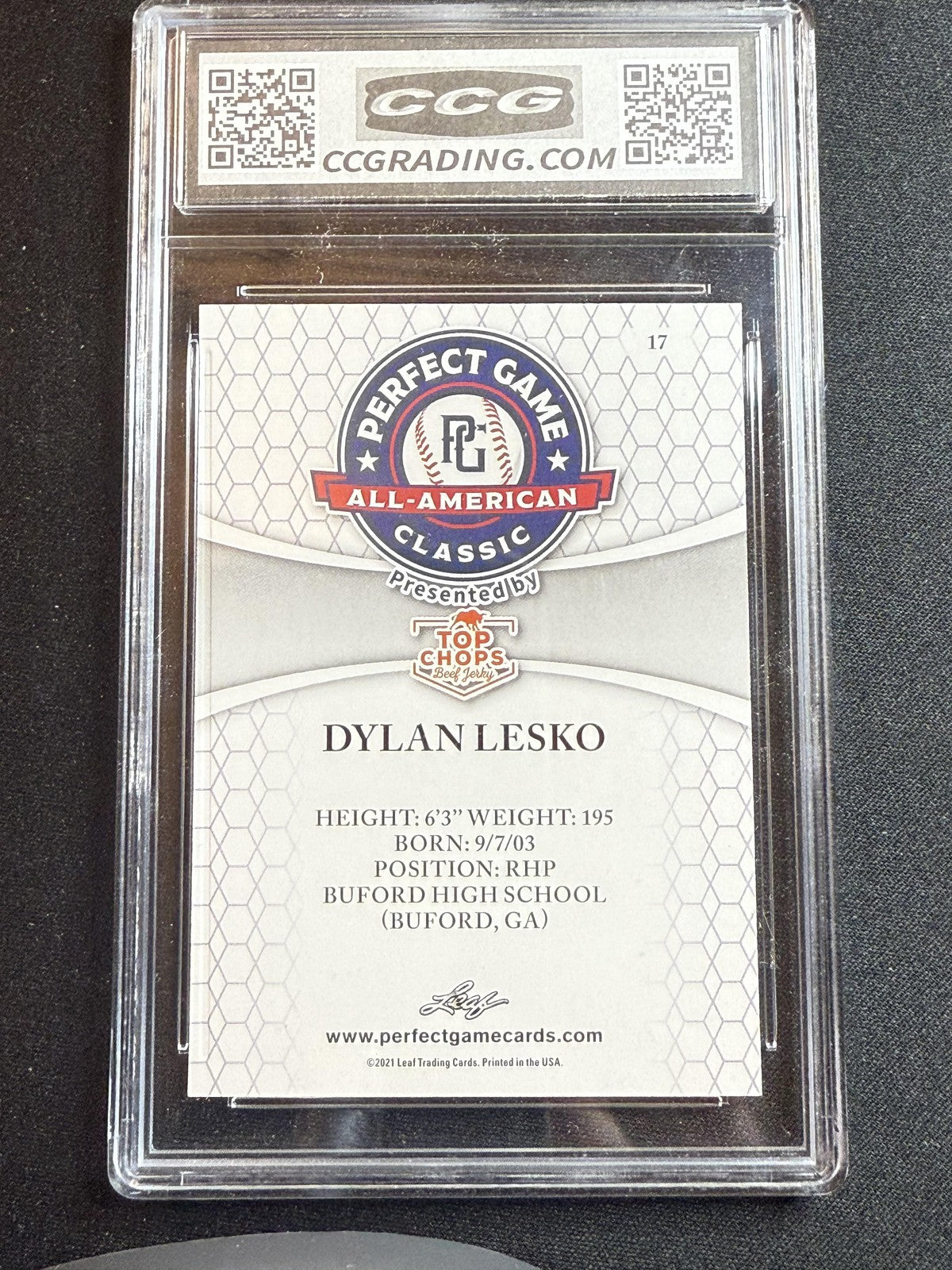Dylan Lesko 2021 Leaf Perfect Game CCG 10 RC