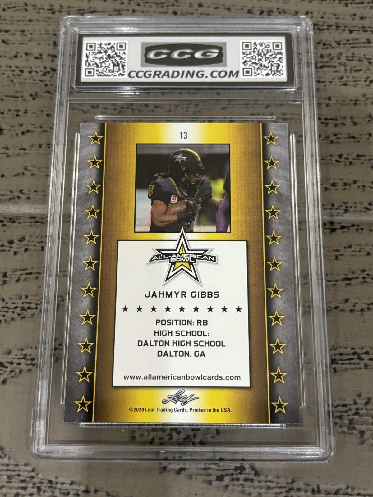 Jahymr Gibbs 2020 Leaf All American CCG 10 RC