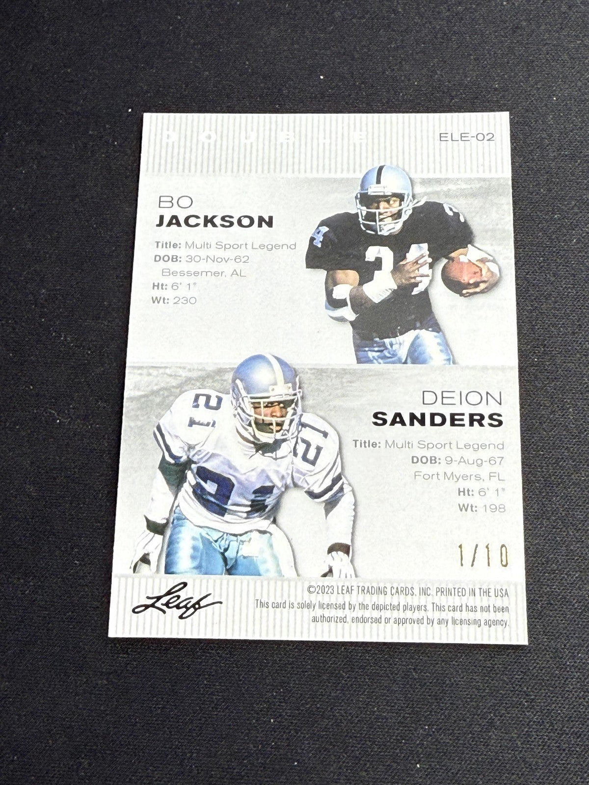 Bo Jackson / Deion Sanders 2023 Leaf Metal Dual Pink /10 RC