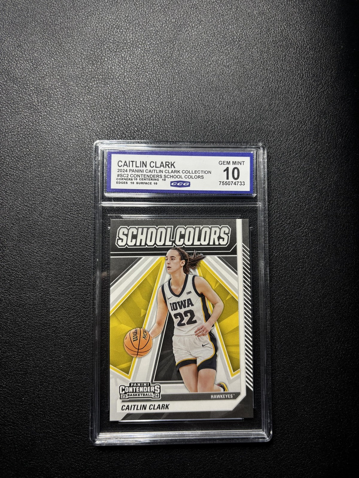 Caitlin Clark 2024 Panini Donruss Contenders School Colors CCG 10