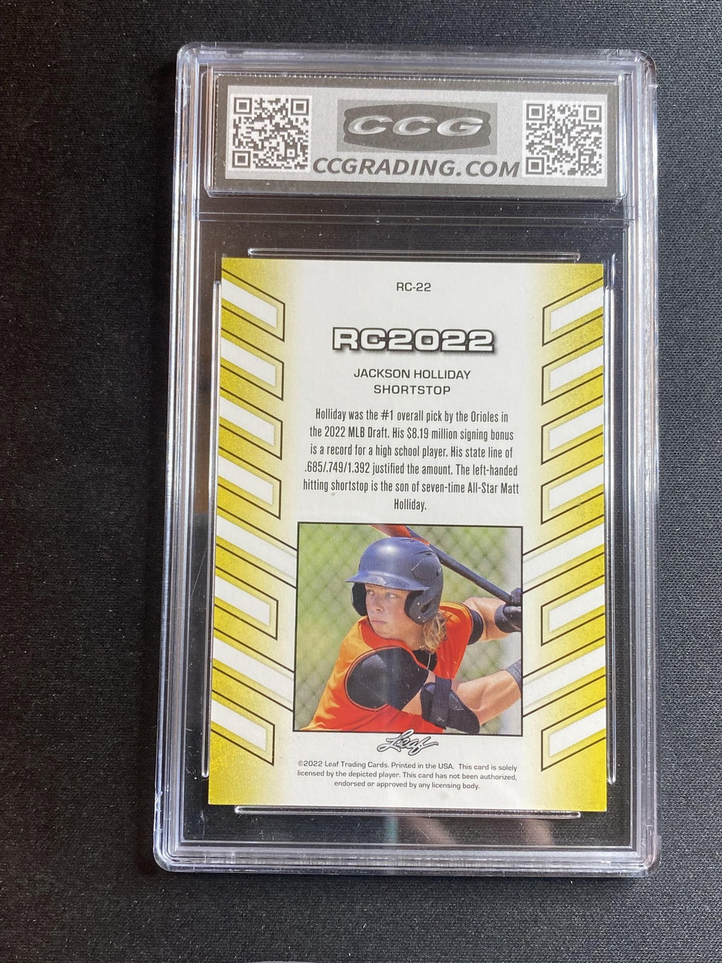 Jackson Holliday 2022 Leaf RC2022 RC22 CCG 10 RC