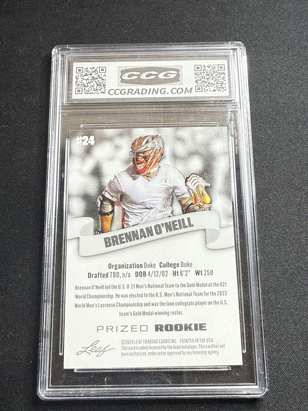 Brennan O'Neill 2024 Leaf Prized Rookie CCG 10 Rookie