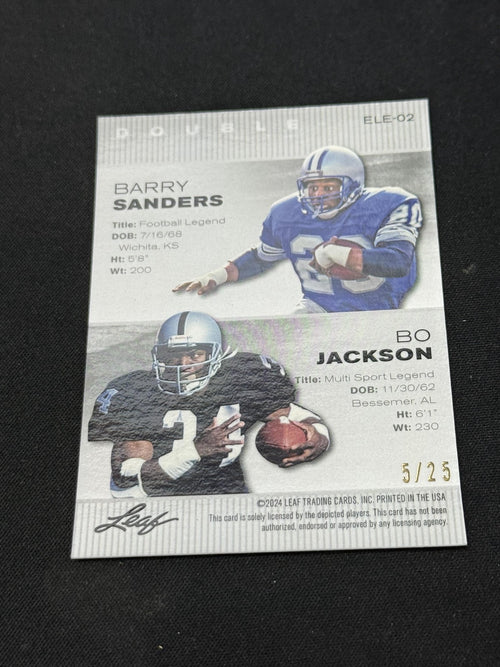 Barry Sanders Bo Jackson 2024 LEAF Metal Duals Silver /25 RC
