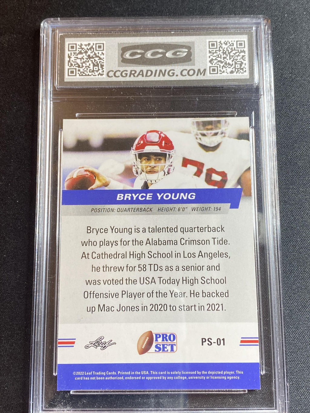 Bryce Young 2022 Leaf Pro Set Draft PS-01 CCG 10 RC