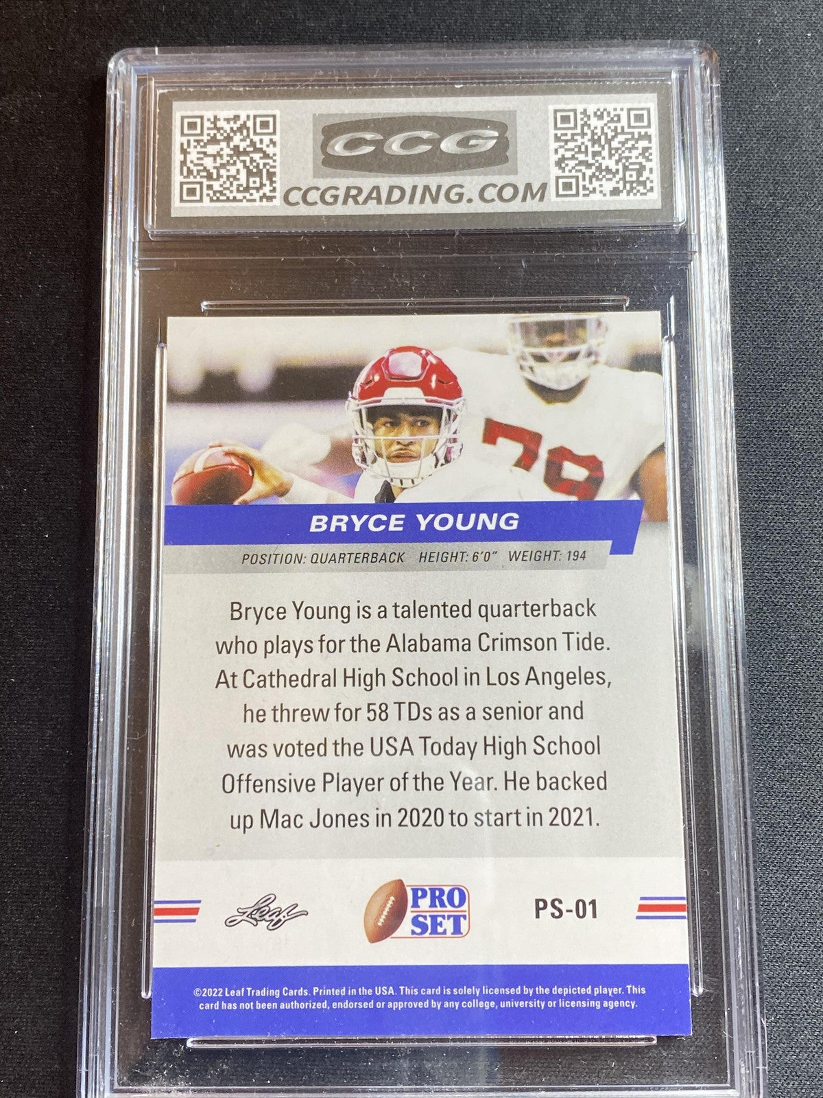 Bryce Young 2022 Leaf Pro Set Draft PS-01 CCG 10 RC