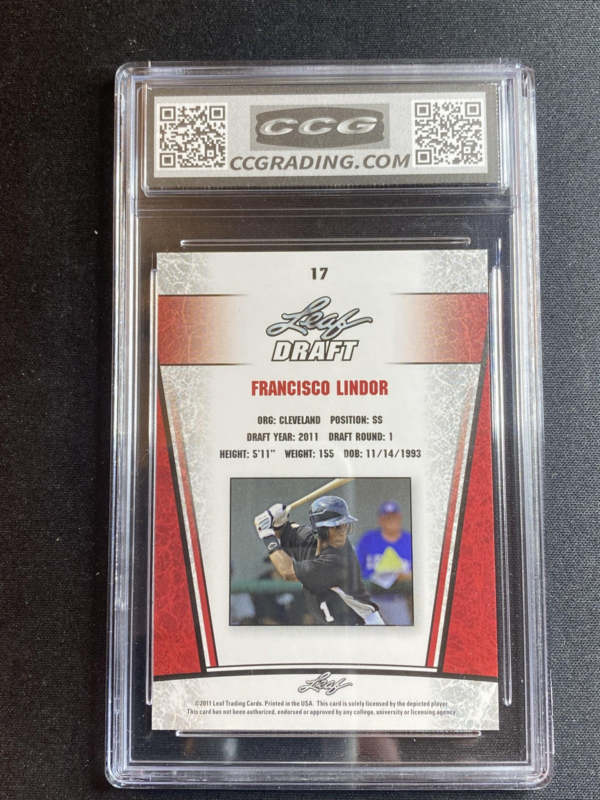 Francisco Lindor 2011 Leaf Draft Rookie 17 CCG 10 RC