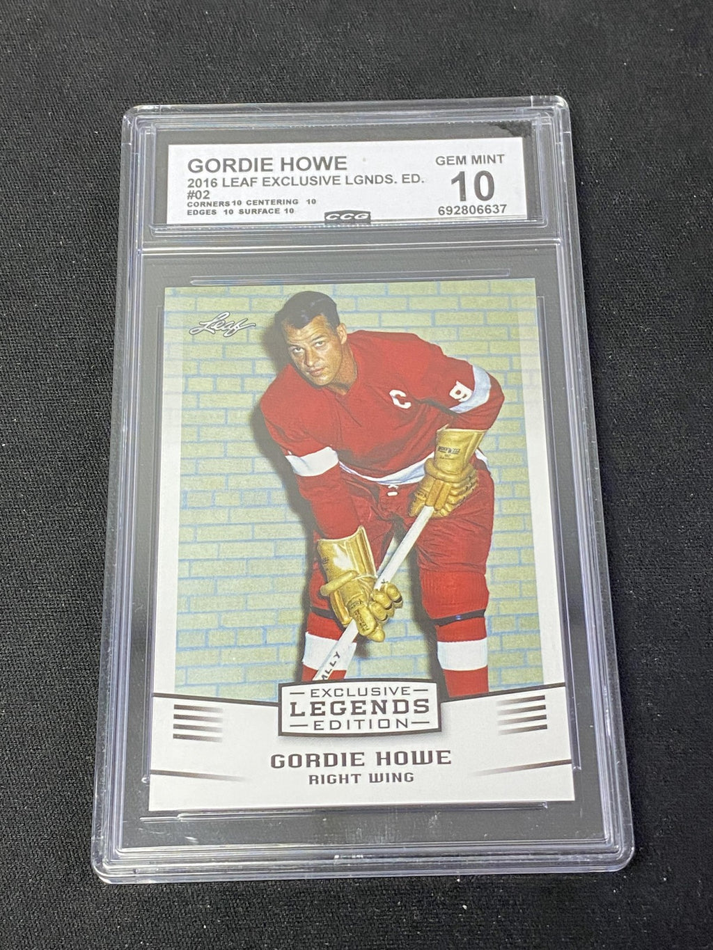 Gordie Howe 2016 Leaf Exclusive Edition CCG 10 Red Wings Rookie