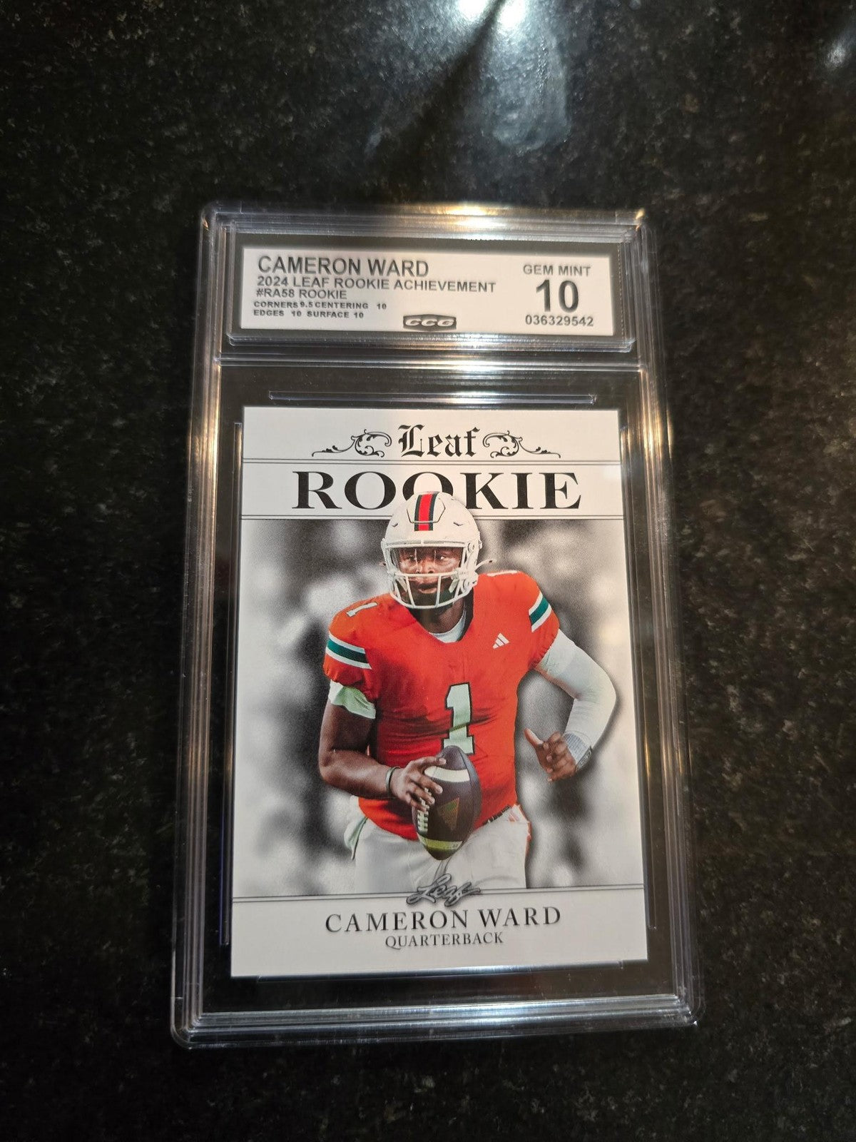 Cam Ward 2024 Leaf Rookie Achievements RA58 CCG 10 RC