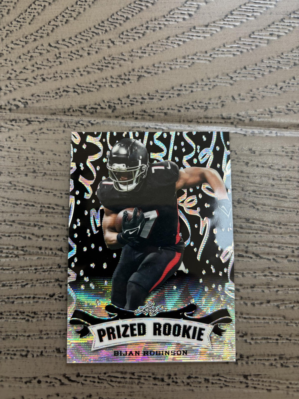 Bijan Robinson 2023 Leaf Prized Metal Rookie Black /7 RC Falcons