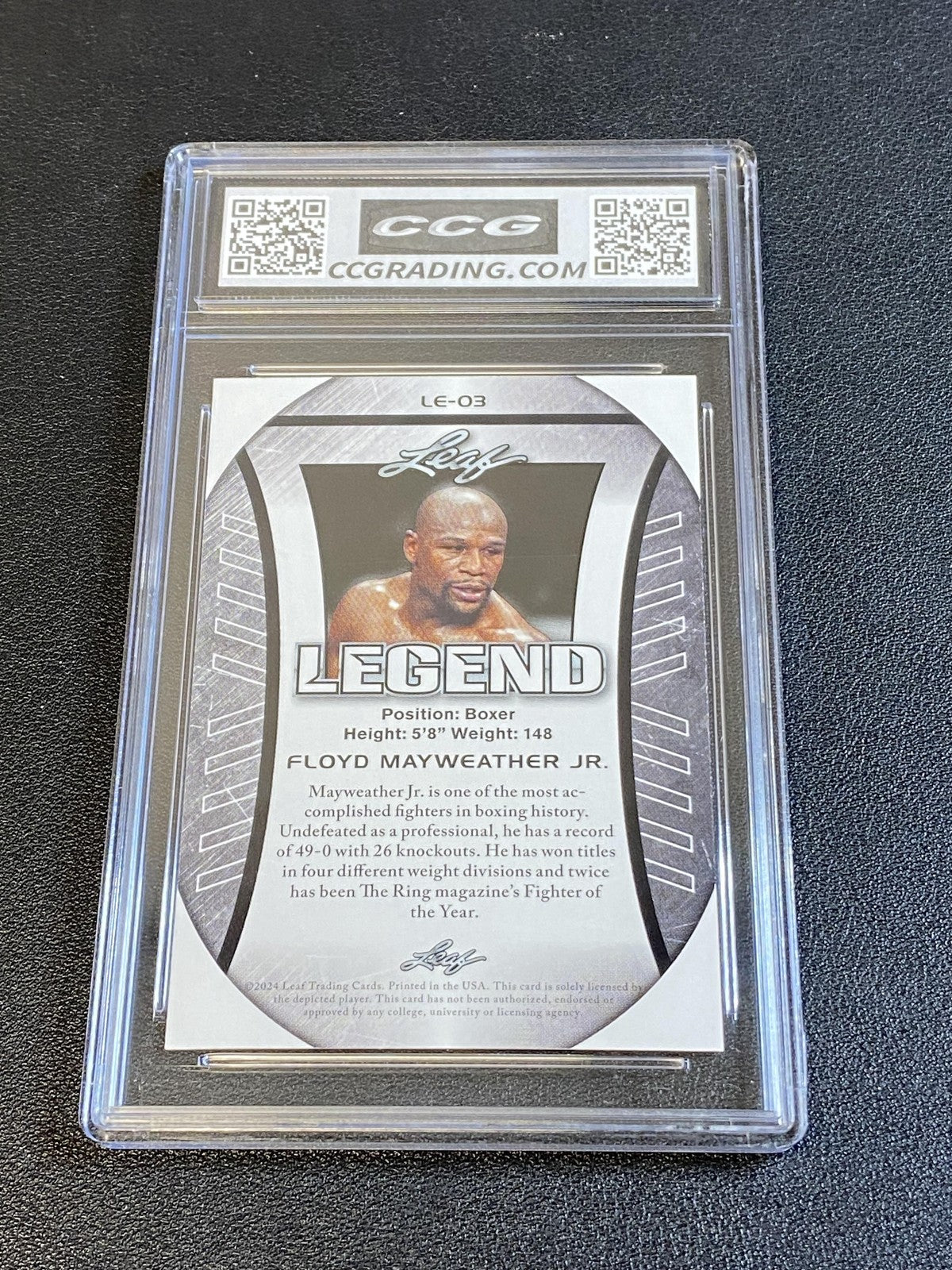 Floyd Mayweather Jr. 2024 Leaf Legend Flag CCG 10