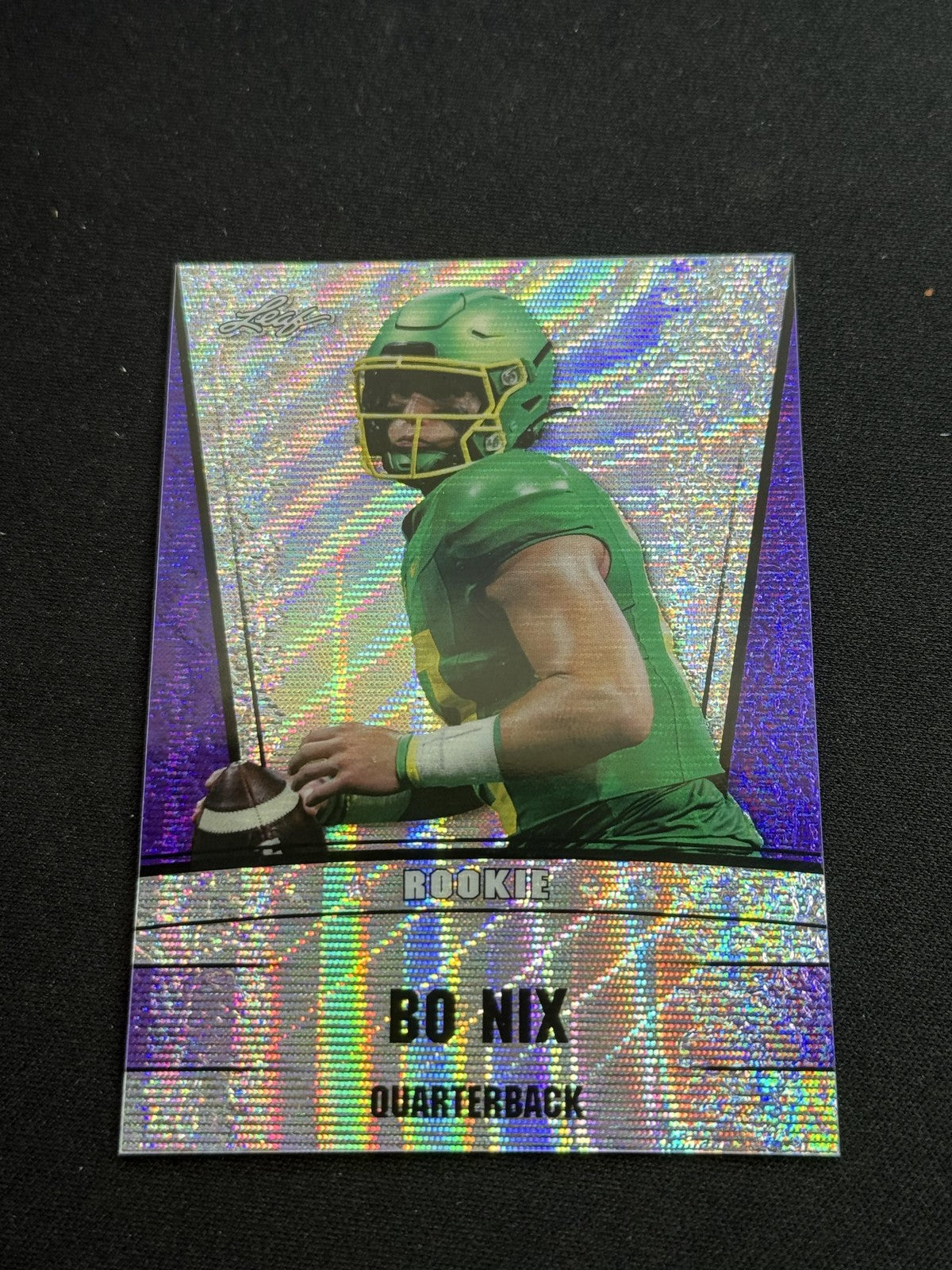 Bo Nix 2023 Leaf Metal Rookie Purple /15 RC Broncos