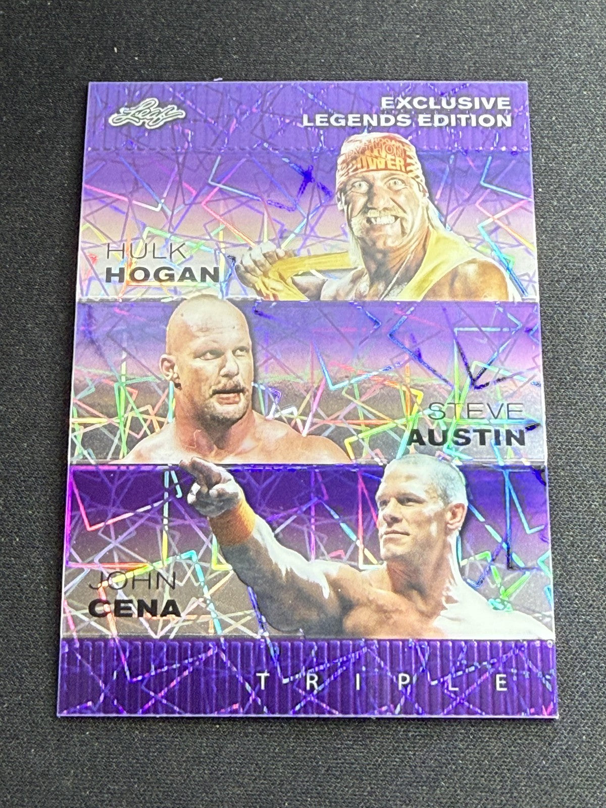 Hogan / Austin / Cena 2024 Leaf Metal Trio Purple /15 RC