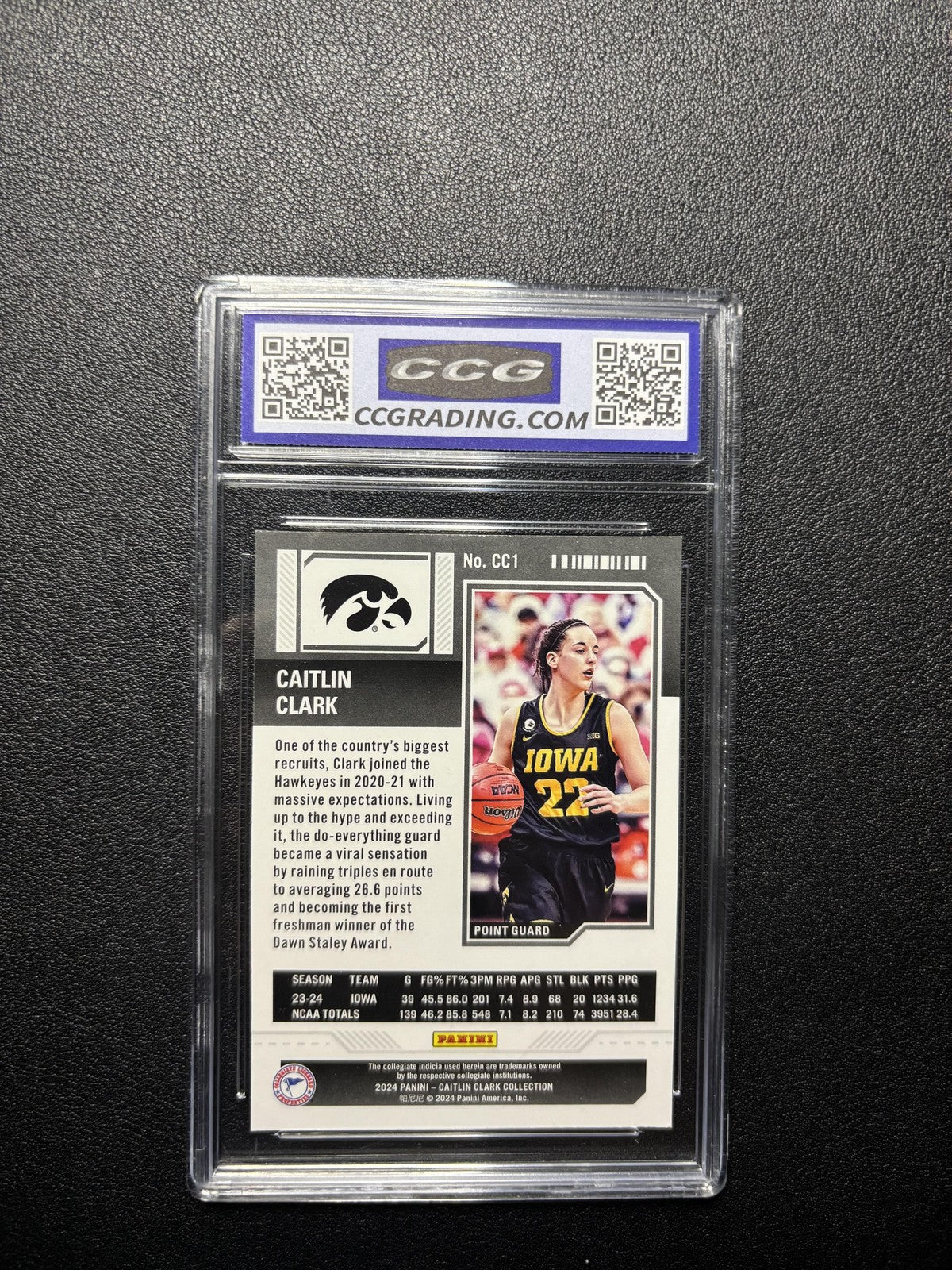 Caitlin Clark 2024 Panini Caitlin Clark Collection College Contenders CCG 10
