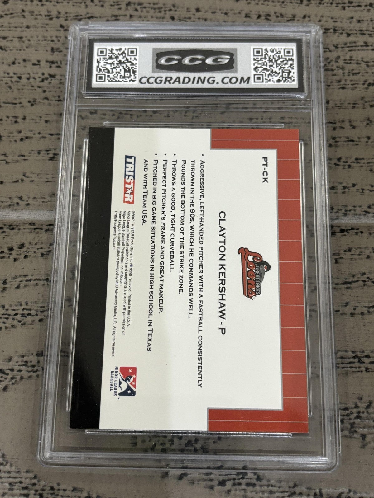 Clayton Kershaw 2007 Tristar Prospects Plus CCG 10 RC