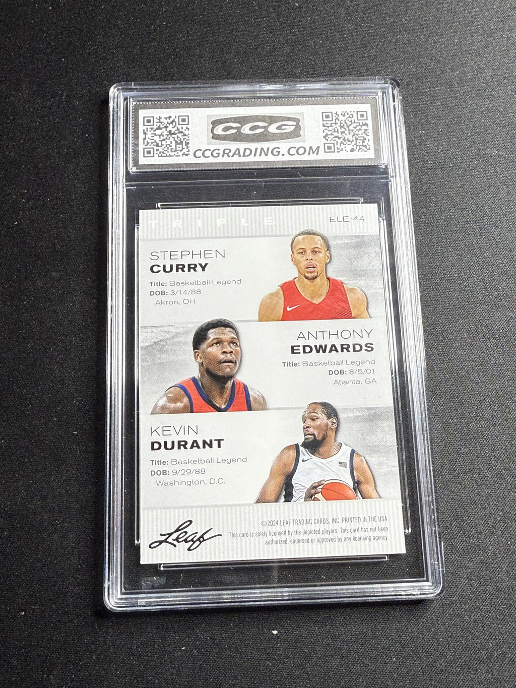 Curry / Edwards / Durant 2024 Leaf Legend Trio CCG 10