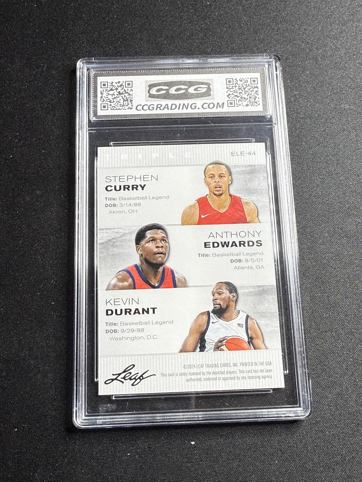 Curry / Edwards / Durant 2024 Leaf Legend Trio CCG 10