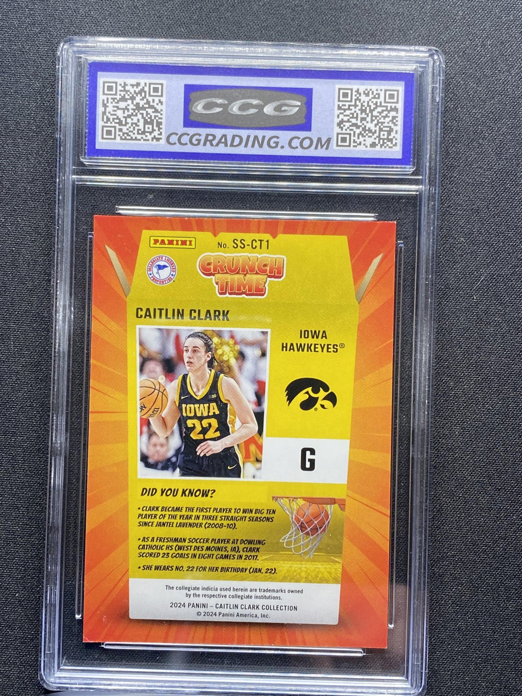 Caitlin Clark 2024 Panini Caitlin Clark Collection SSCT1 Crunch Time CCG 9.5 RC
