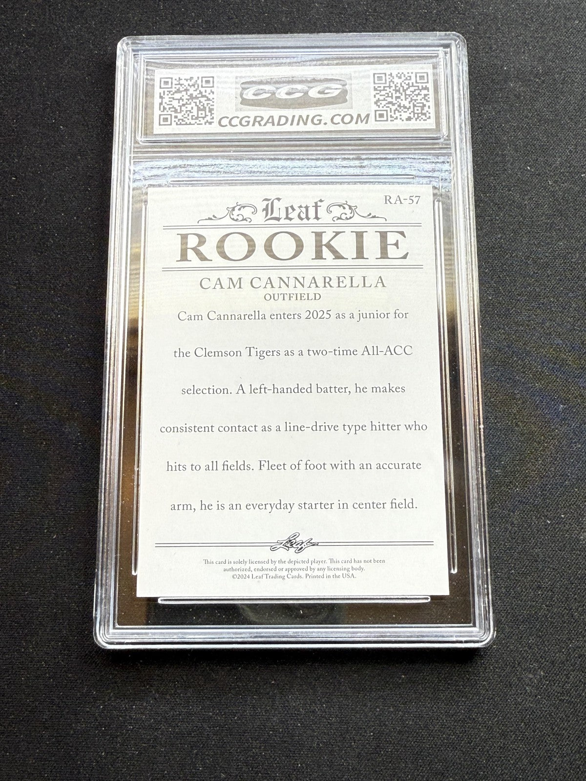 Cam Cannarella 2024 Leaf Rookie Achievements CCG 10 RC