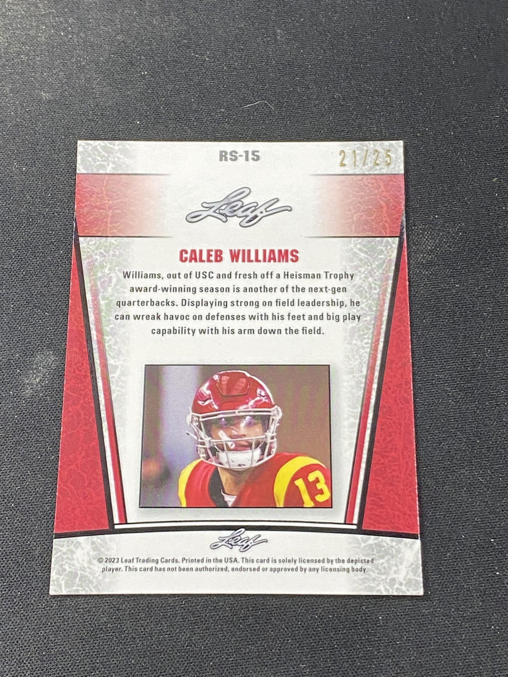 Caleb Williams 2023 Leaf Metal Rookie Silver /25 RC
