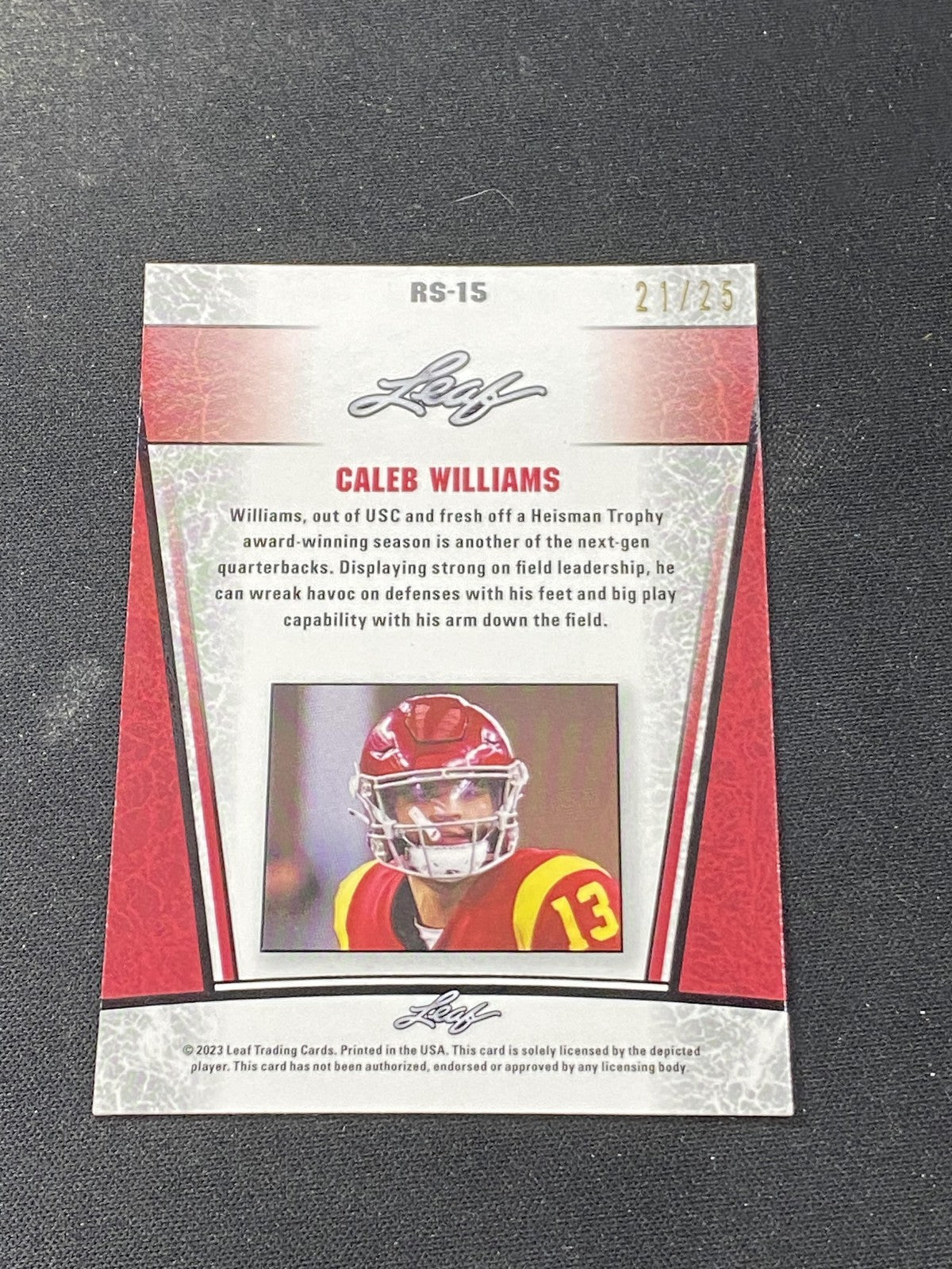 Caleb Williams 2023 Leaf Metal Rookie Silver /25 RC