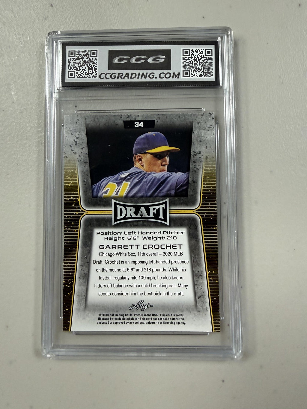 Garrett Crochet 2020 Leaf Draft Rookie CCG 10 Rookie