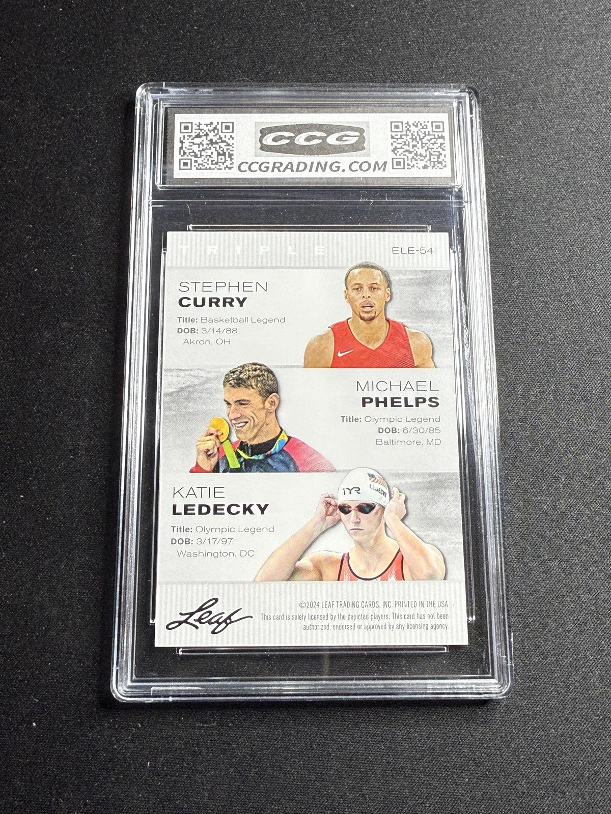 Curry / Phelps / Ledecky 2024 Leaf Legend Trio CCG 10