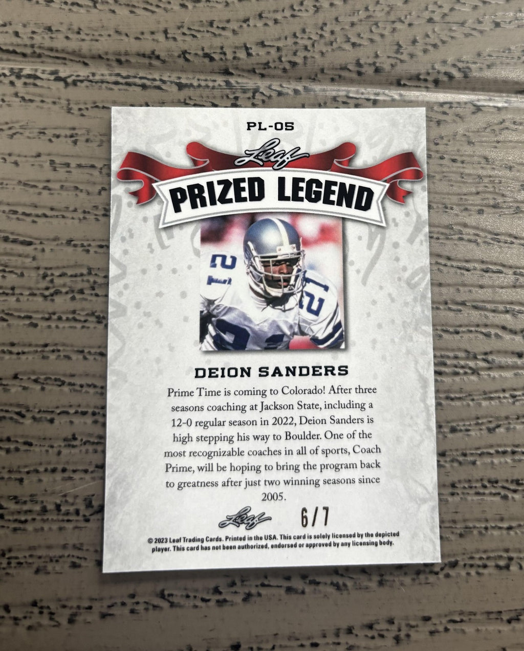 Deion Sanders 2023 Leaf Prized Legend Metal Black /7 RC Cowboys