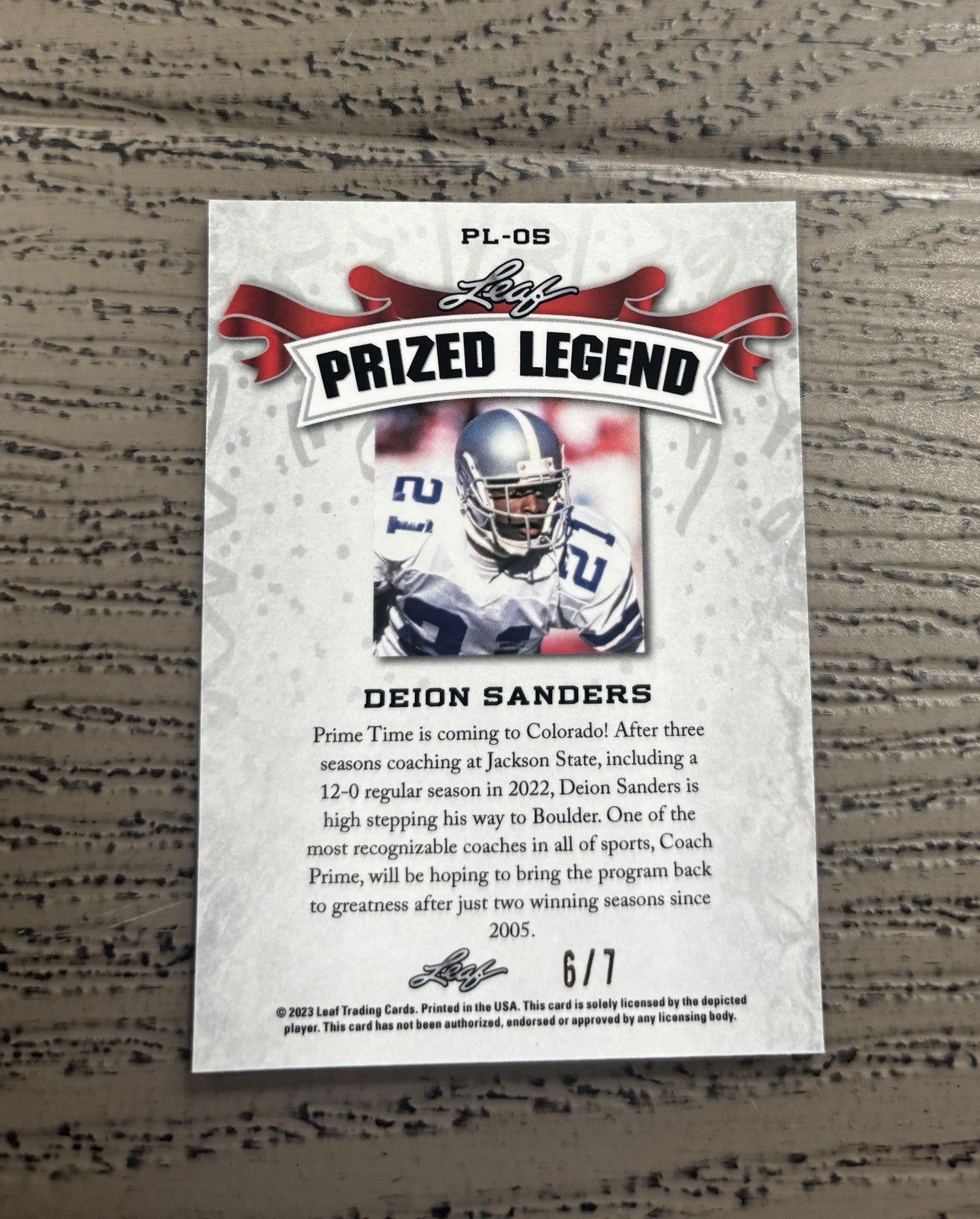 Deion Sanders 2023 Leaf Prized Legend Metal Black /7 RC Cowboys