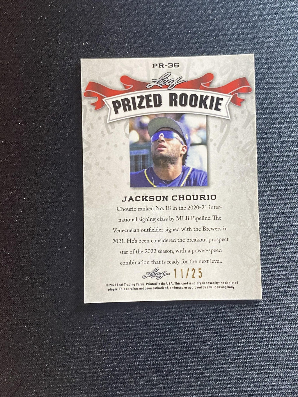 Jackson Chourio 2023 Leaf Metal Prized Rookie Silver #/25 RC