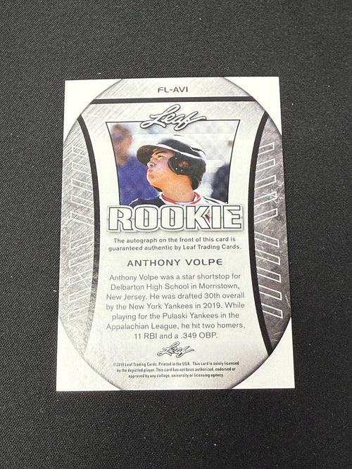 Anthony Volpe 2019 Leaf Flag Autographs RC Yankees