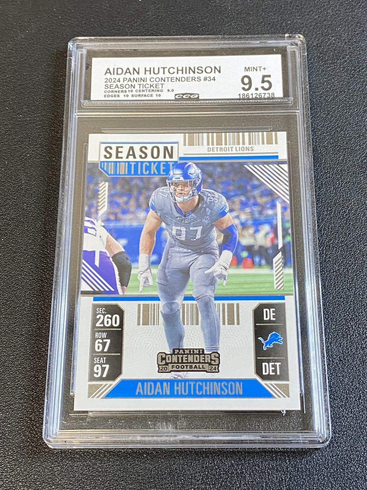 Aidan Hutchinson 2024 Panini Contenders Season Ticket CCG 9.5 Lions