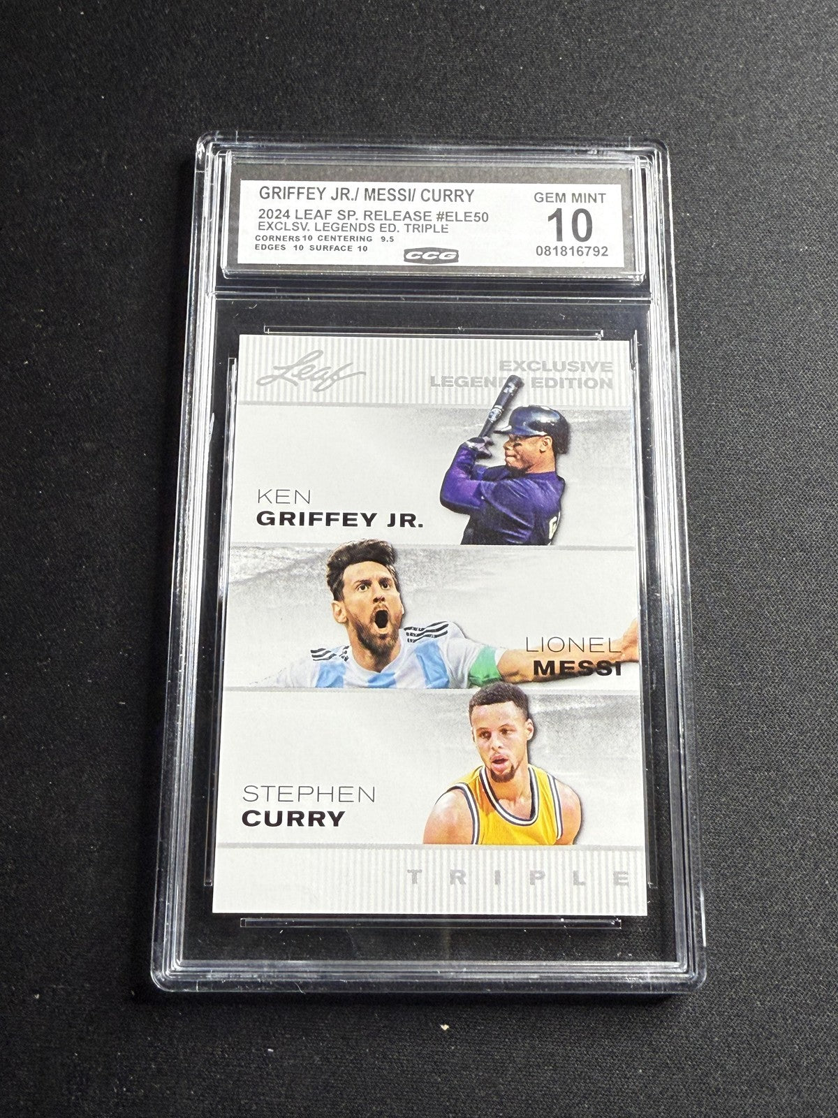 Griffey Jr. / Messi / Curry 2024 Leaf Legend Trio CCG 10