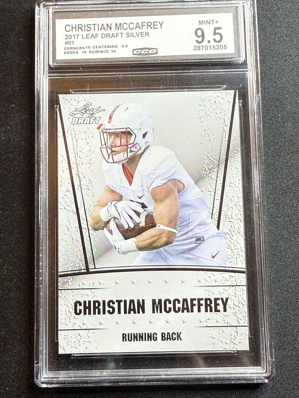 Christian McCaffrey 2017 Leaf Draft CCG 9.5 RC