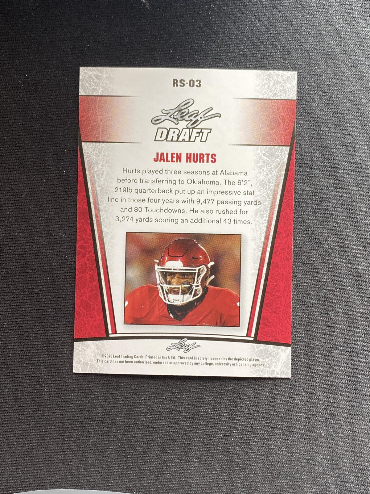 Jalen Hurts 2020 Leaf Draft Metal Rookies RS03  10 Count Lot RC