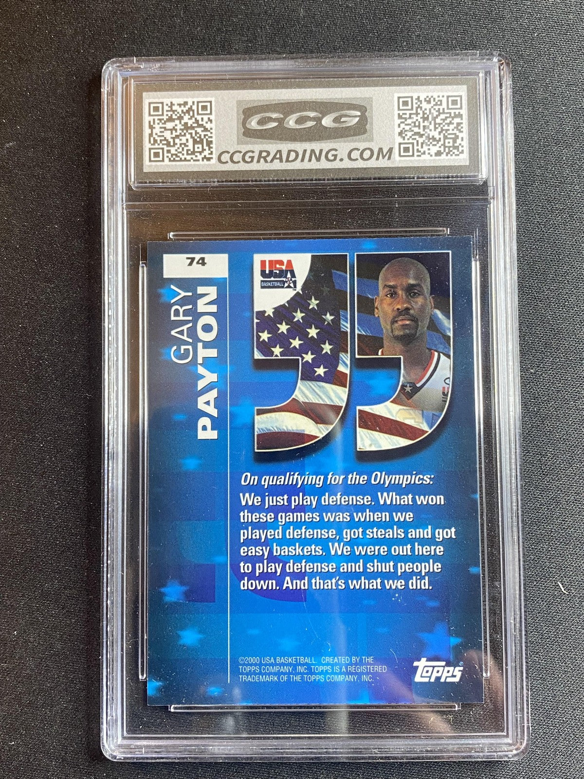 Gary Payton 2000 Topps Team USA 74 CCG 10 RC
