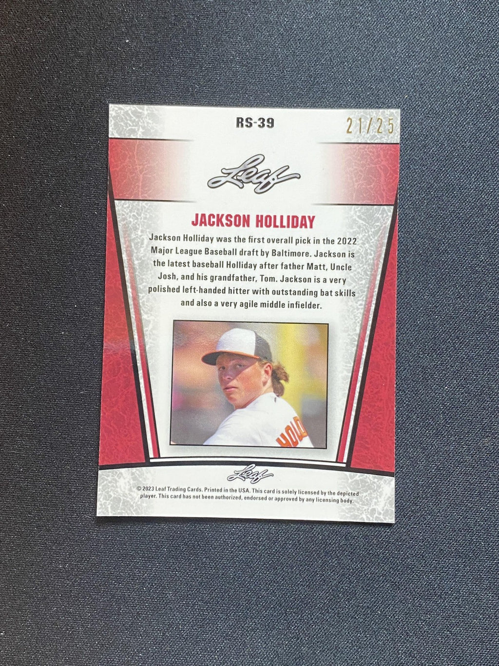 Jackson Holliday 2023 Leaf Metal Rookie RS39 Laser Silver /25 RC