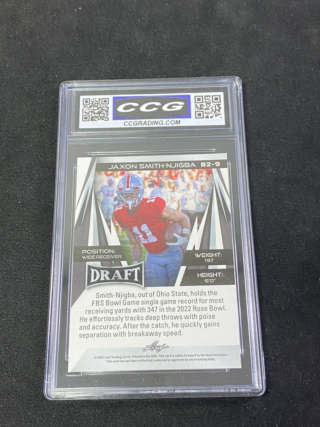 Jaxson Smith-Njigba 2023 Leaf Draft Blue SP Rookie CCG 10 Seahawks Rookie