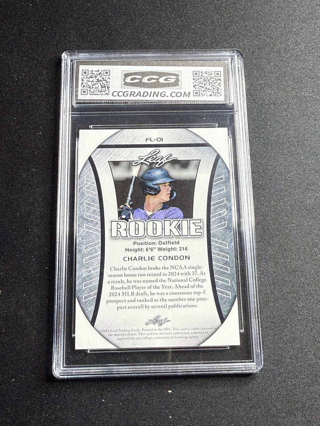 Charlie Condon 2024 Leaf Flag Rookie CCG 10