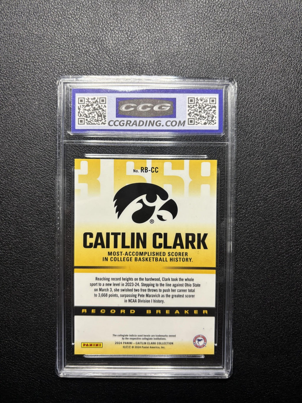 Caitlin Clark 2024 2024 Panini Caitlin Clark Collection Record Breaker CCG 10