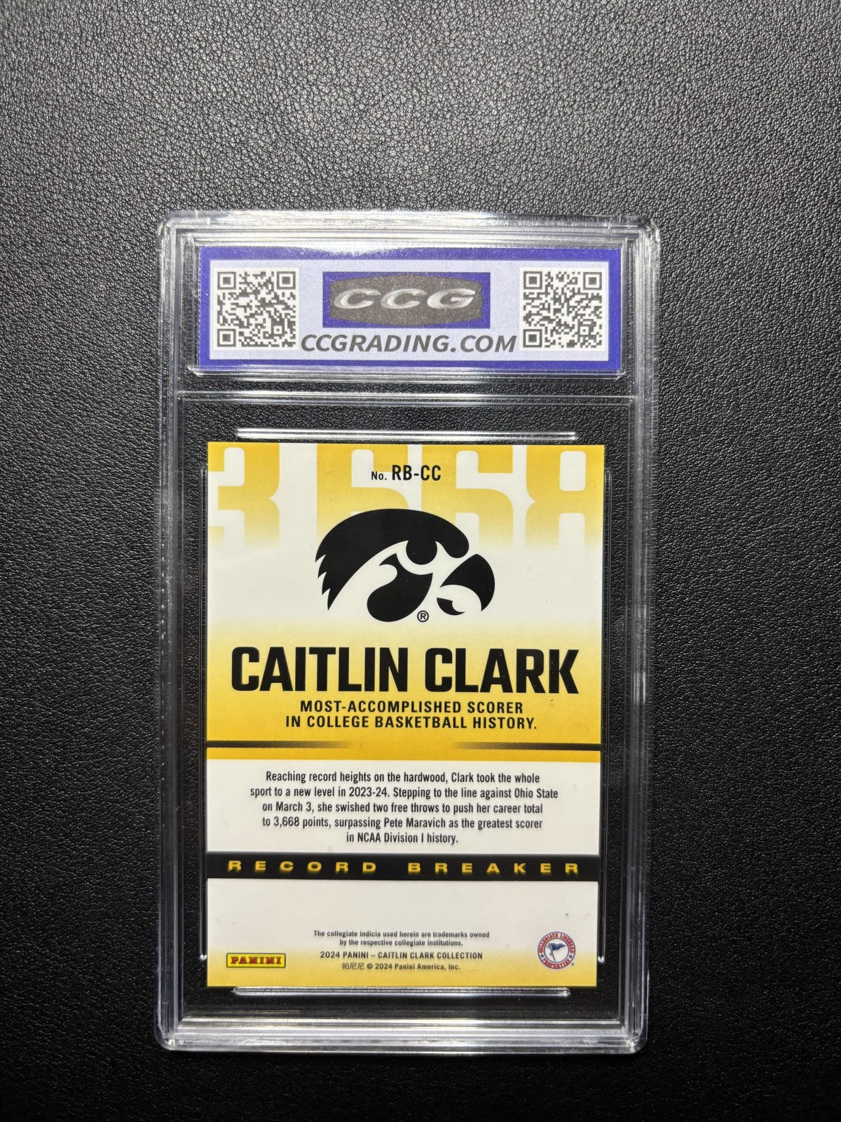 Caitlin Clark 2024 2024 Panini Caitlin Clark Collection Record Breaker CCG 10