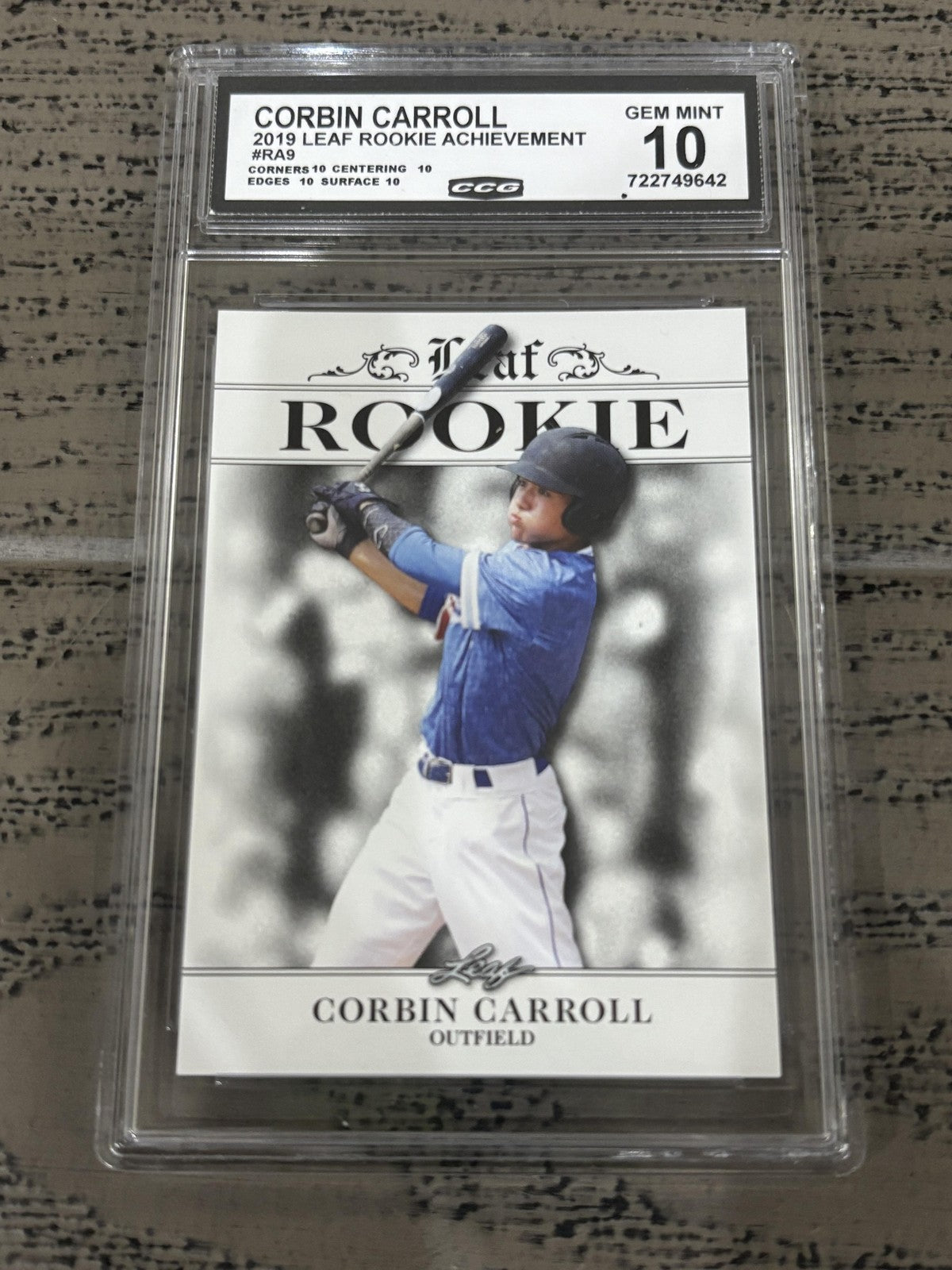 Corbin Carroll 2019 Leaf Rookie Achievement CCG 10 RC