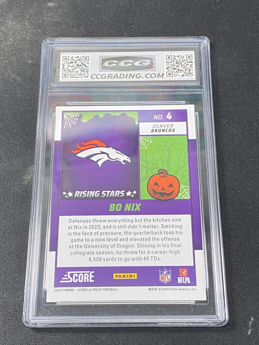 Bo Nix 2024 Panini Score-A-Treat Bats CCG 10 Rookie