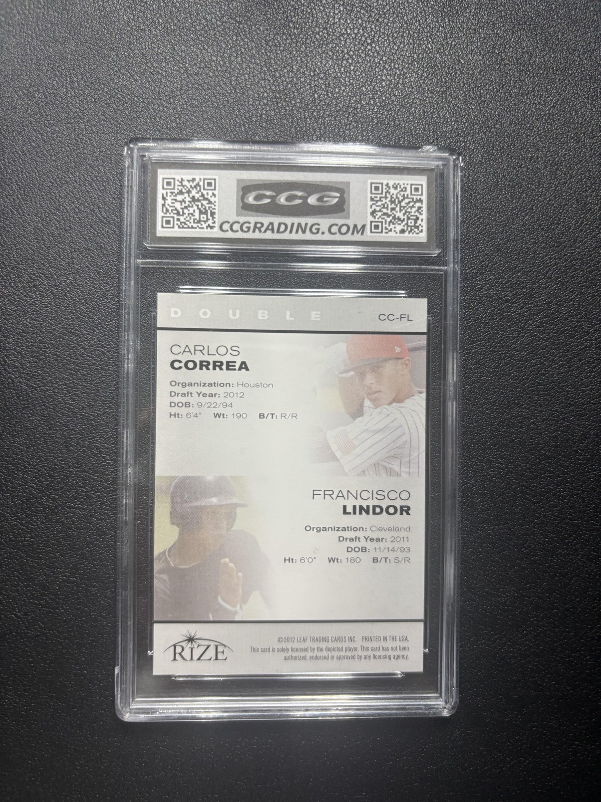 Carlos Correa / Francisco Lindor 2012 Leaf Rize Dual CCG 10 RC