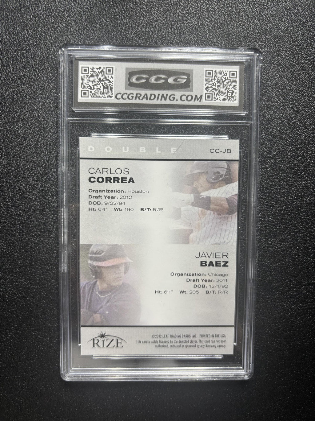 Carlos Correa / Javier Baez 2012 Leaf Rize CCG 10 RC