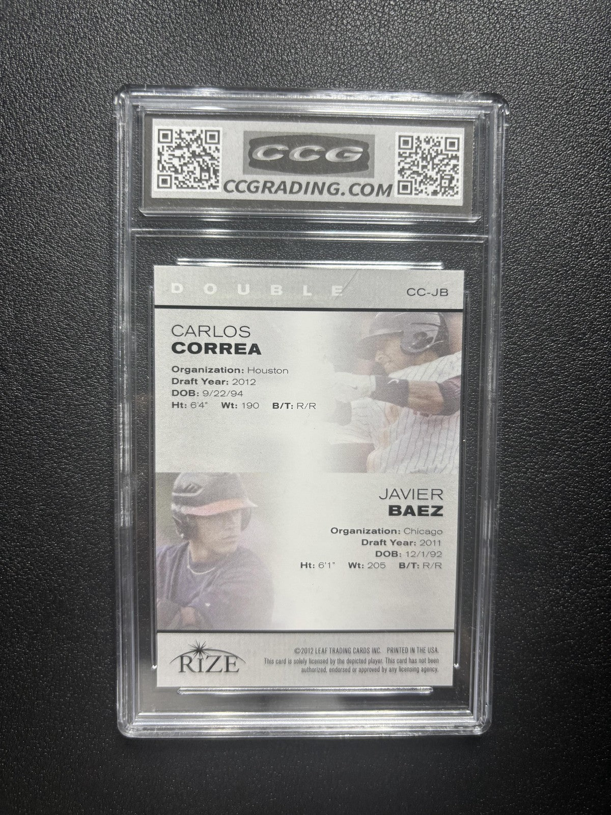 Carlos Correa / Javier Baez 2012 Leaf Rize CCG 10 RC