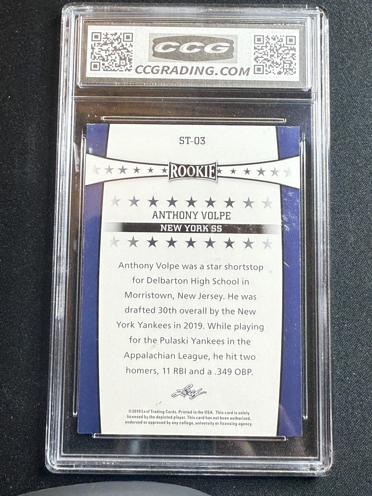 Anthony Volpe 2019 Leaf Rookie Stars CCG 10 RC