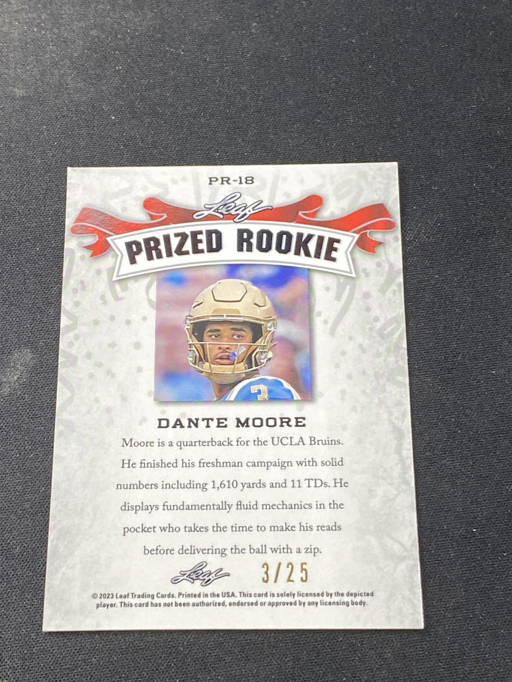Dante Moore 2023 Leaf Prized Metal Rookie Silver /25 RC
