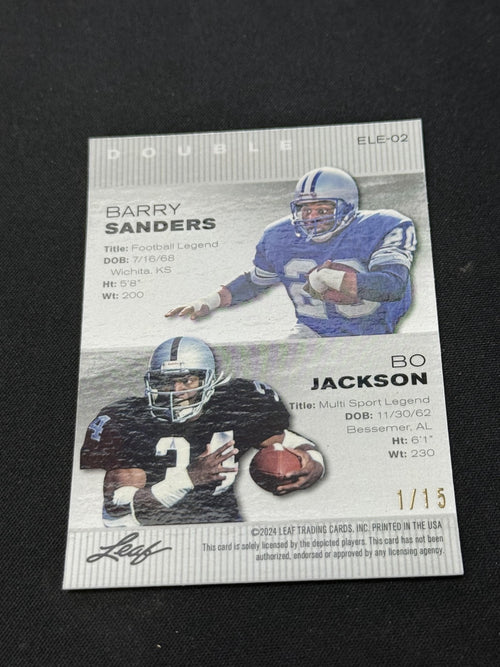 Barry Sanders Bo Jackson 2024 LEAF Metal Duals Purple /15 RC