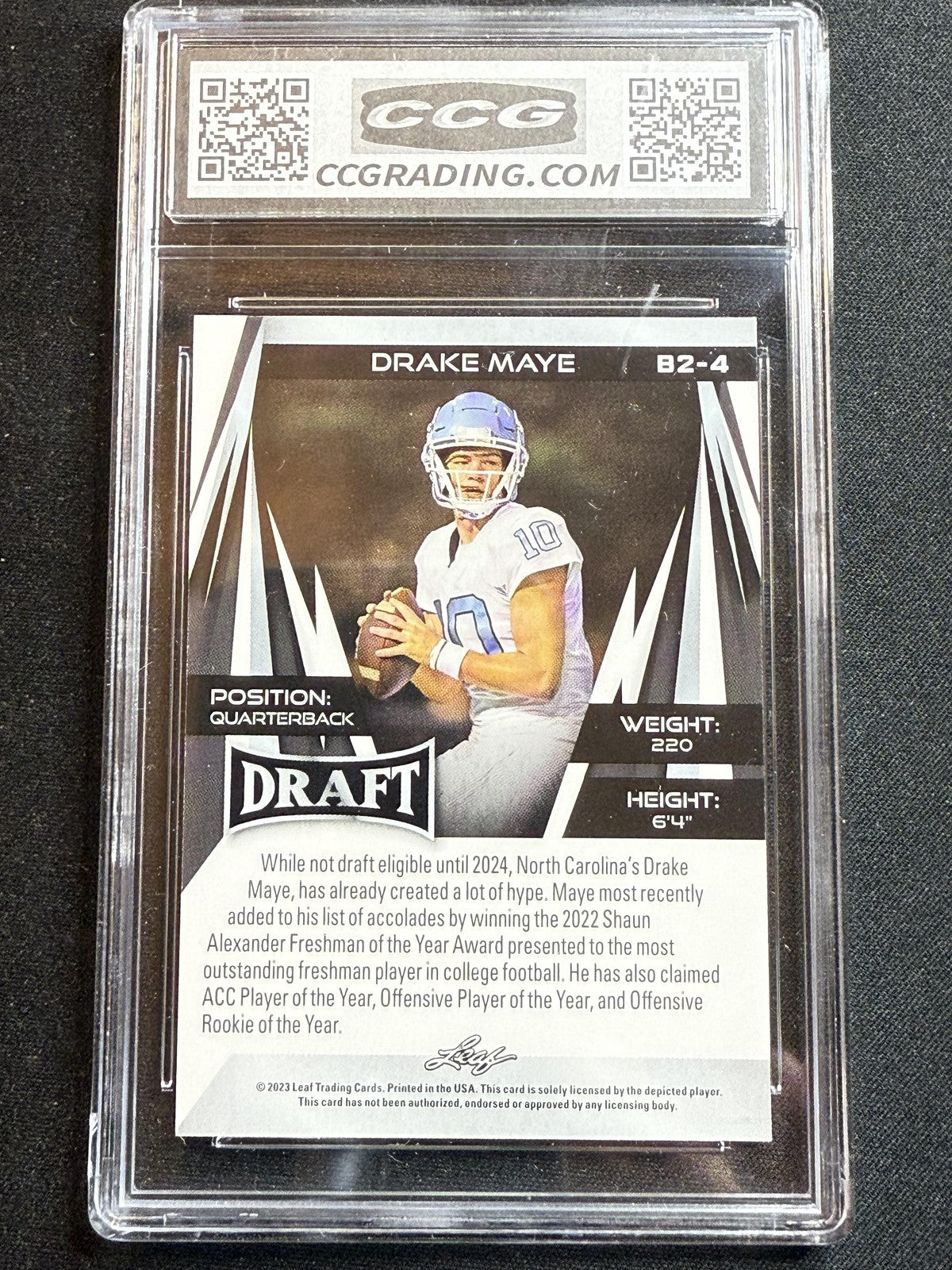 Drake Maye 2023 Leaf Draft CCG 10 RC